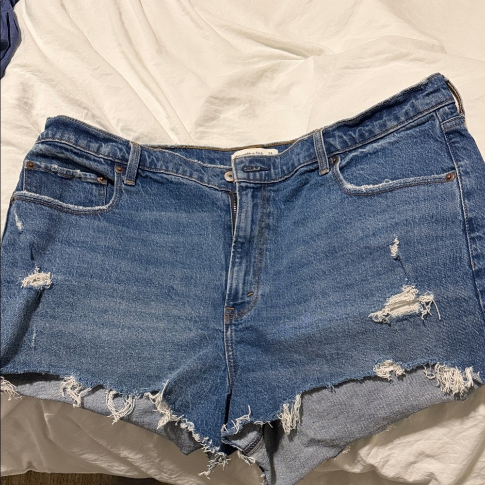 Abercrombie & Fitch Ripped Blue Jean Shorts